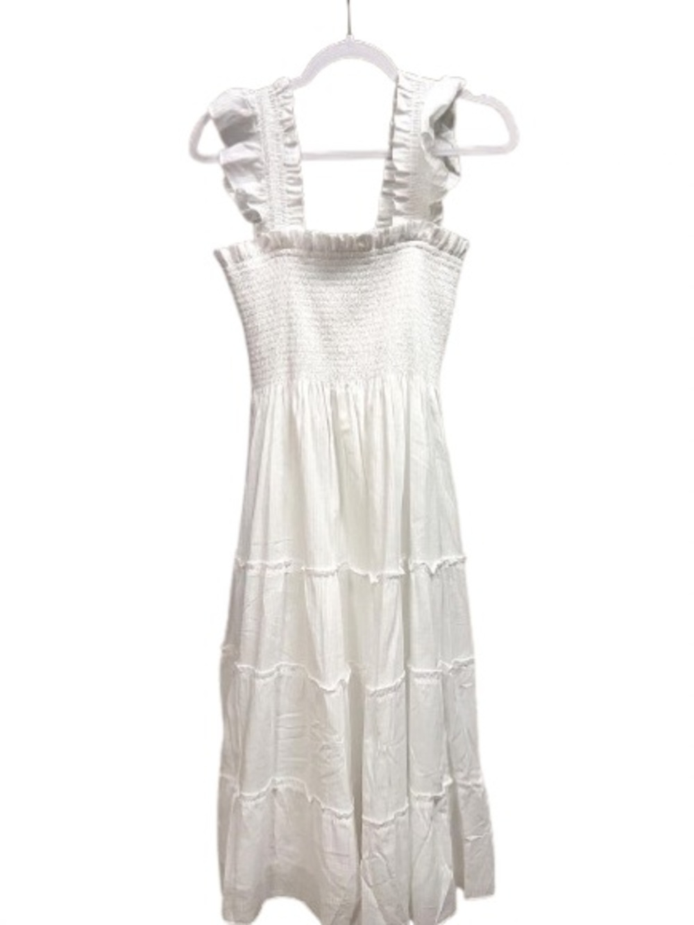 Hill House White Ruffled Strap Maxi Dress